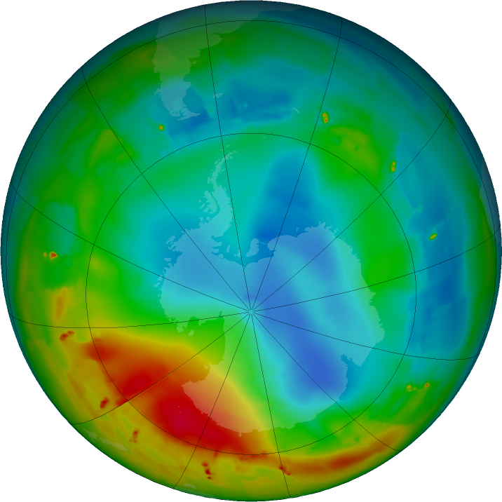Antarctic ozone map for 19 July 2011